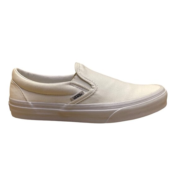 Vans Unisex White Canvas Low Top Slip-On Flat Sneakers Size W7/M5.5 - Picture 1 of 9